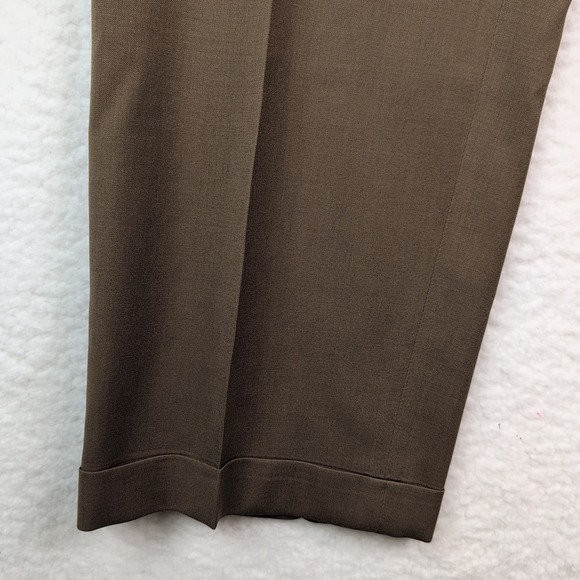Ballin Pants Mens 36 Brown Super 120s Wool Dress Trousers Pleated Made Canada - Picture 2 of 8